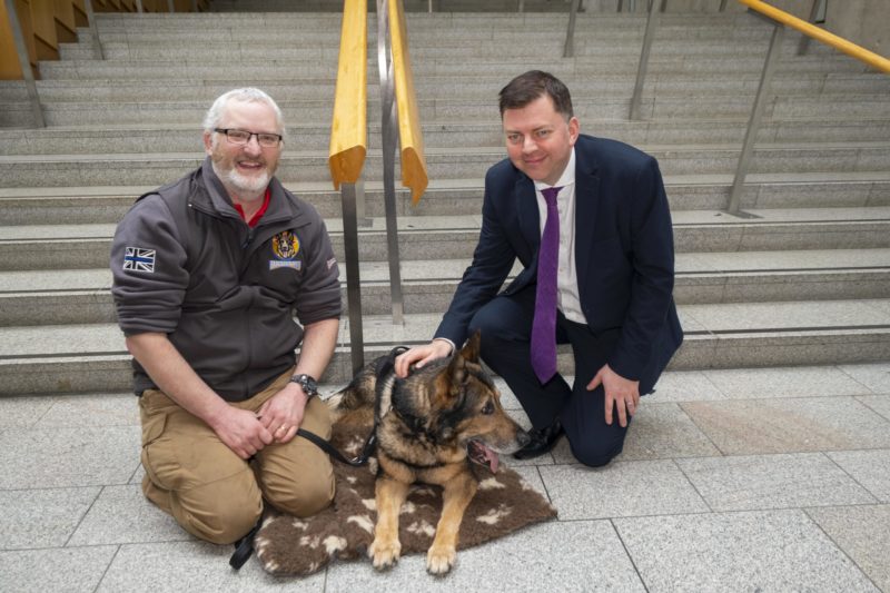 Picture shows Colin Smyth MSP with PC Dave Wardell and Fabulous Finn 